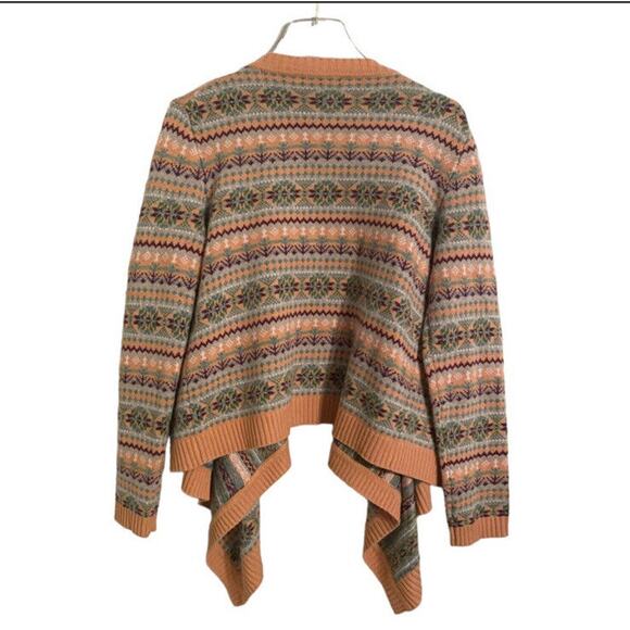 Sundance Women's Size Medium Folkloric Fair Isle Cardigan Orange Cotton Cashmere - Picture 5 of 6